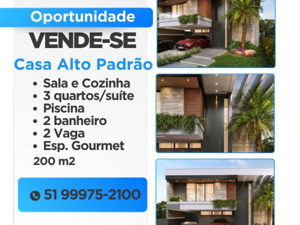 Casa Alto Padrão – Sapiranga/200m²/3 dorm/suíte/2 carros/1.590.000,00