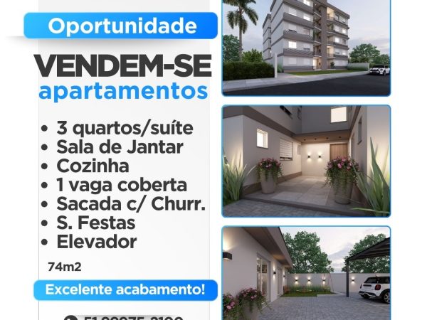 Apartamentos-74m2-3-Dorm-suíte-1-vaga-Churrasqueira-Campo Bom