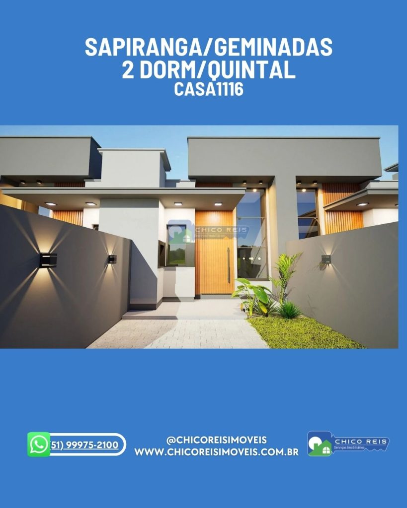 Sapiranga/Geminadas/2-dorm/60m2/1-banh/Quintal/1-vaga–CASA1116