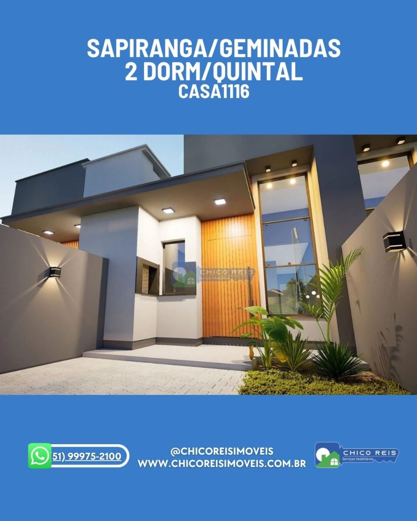 Sapiranga/Geminadas/2-dorm/60m2/1-banh/Quintal/1-vaga–CASA1116