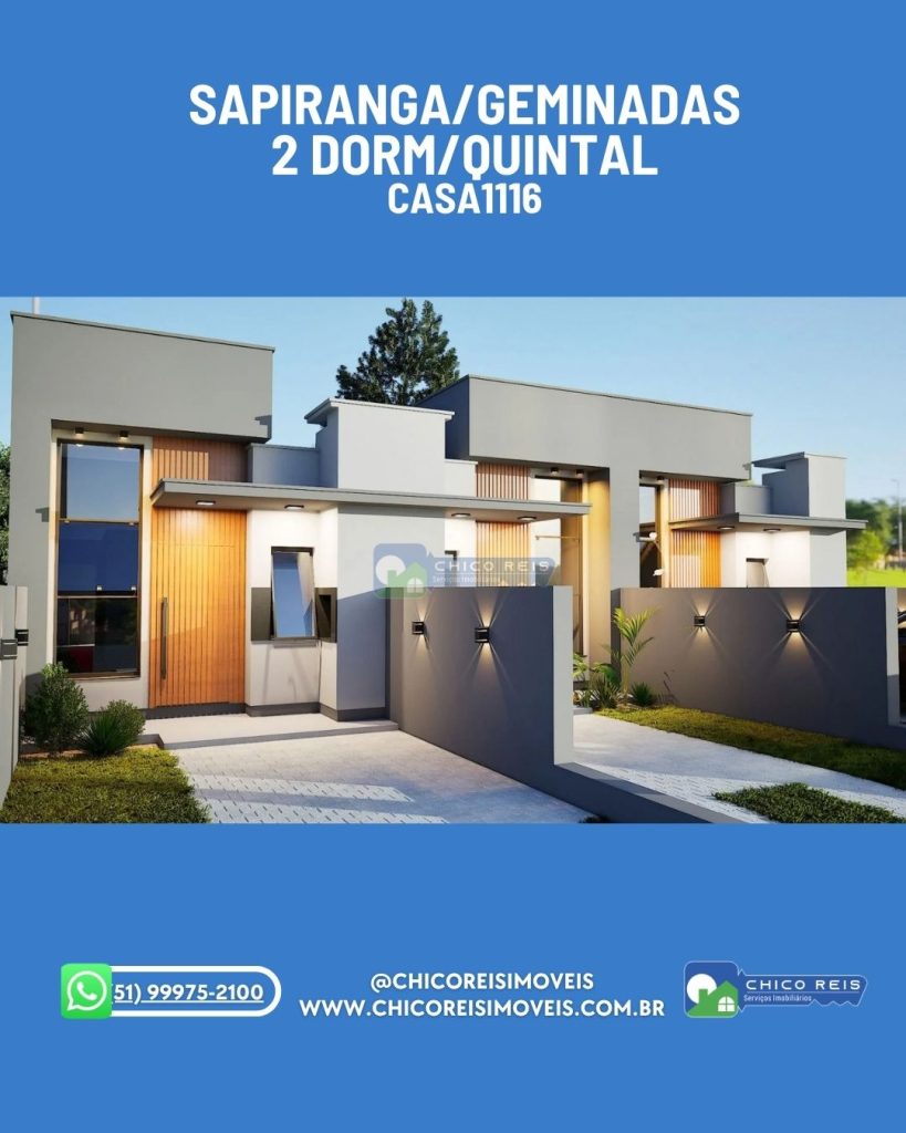 Sapiranga/Geminadas/2-dorm/60m2/1-banh/Quintal/1-vaga–CASA1116