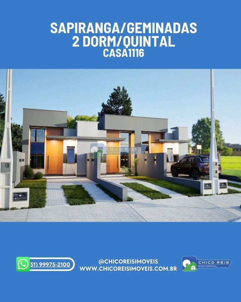 Sapiranga/Geminadas/2-dorm/60m2/1-banh/Quintal/1-vaga–CASA1116