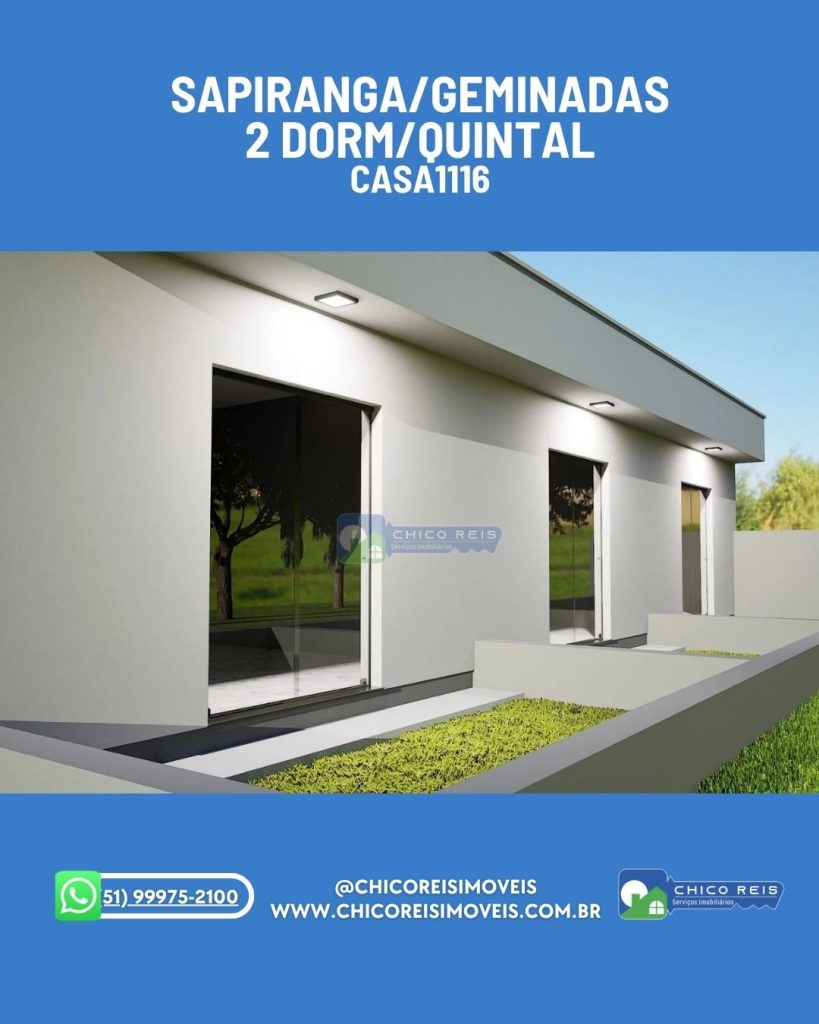 Sapiranga/Geminadas/2-dorm/60m2/1-banh/Quintal/1-vaga–CASA1116